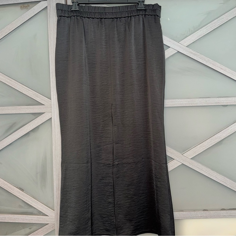 Open Edit Black Bias Cut Slip Maxi Skirt